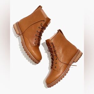 Madewell • The Clair Lace-Up Boot in Leather • English Saddle